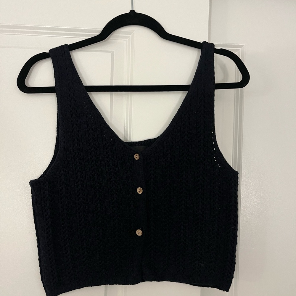 Lulu's Midnight Knit Button-Front Tank Top